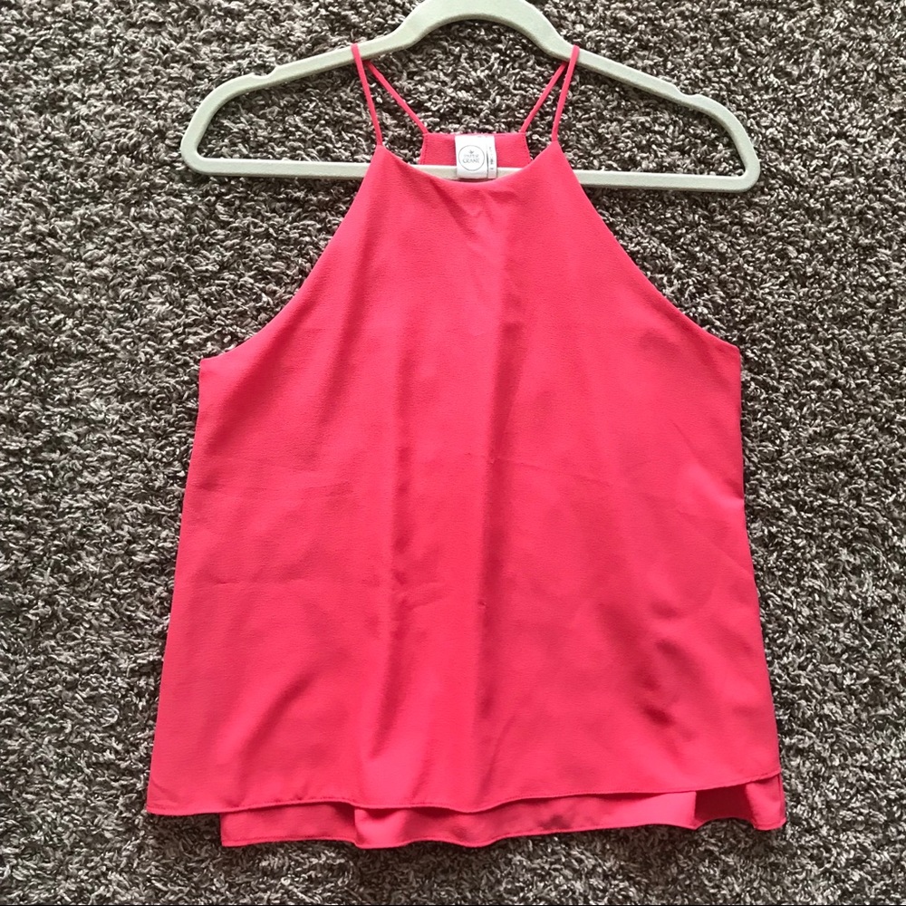 Paper Crane small high neck coral chiffon blouse